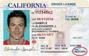 Sample image of a California driver's license